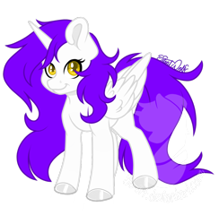 Size: 1080x1108 | Tagged: safe, artist:silentwolf-oficial, imported from derpibooru, oc, oc only, alicorn, pony, alicorn oc, colored hooves, horn, signature, simple background, smiling, solo, transparent background, watermark, wings