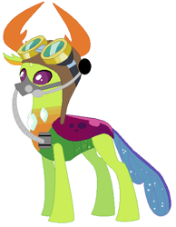 Size: 432x556 | Tagged: safe, artist:hubfanlover678, imported from derpibooru, thorax, changedling, changeling, aviator goggles, aviator hat, gas mask, goggles, hat, headset, king thorax, mask, simple background, solo, white background