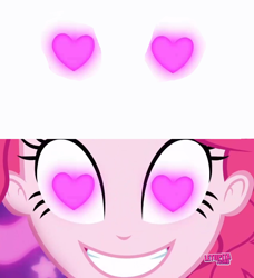 Size: 852x936 | Tagged: safe, edit, edited screencap, imported from derpibooru, screencap, pinkie pie, trixie, twilight sparkle, coinky-dink world, eqg summertime shorts, equestria girls, blushing, female, heart eyes, lesbian, meme, pinkie's eyes, shipping, twixie, wingding eyes