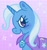 Size: 1922x2048 | Tagged: safe, artist:alexbeeeza, artist:alexbeeza, imported from derpibooru, trixie, pony, unicorn, abstract background, blushing, cape, clothes, cute, diatrixes, female, horn, looking back, mare, open mouth, profile, solo, sparkles