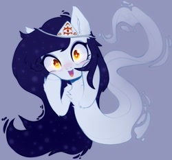 Size: 1280x1193 | Tagged: safe, artist:starrcoma, oc, oc only, ghost, ghost pony, original species, undead, youkai, blushing, chest fluff, cute, looking at you, open mouth, solo, sparkly eyes