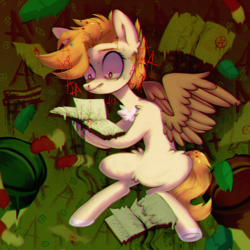 Size: 1280x1280 | Tagged: safe, artist:starrcoma, oc, oc only, pegasus, pony, book, solo