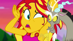 Size: 1920x1080 | Tagged: safe, edit, edited screencap, screencap, discord, sunset shimmer, equestria girls, equestria girls series, wake up!, spoiler:eqg series (season 2), armpit tickling, armpits, female, male, tickling, underarm tickling, wake up!: rainbow dash