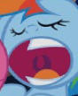 Size: 88x107 | Tagged: safe, imported from derpibooru, screencap, rainbow dash, pegasus, pony, read it and weep, season 2, cropped, eyes closed, faic, mawshot, open mouth, picture for breezies, rainbow dash is best facemaker, solo, uvula