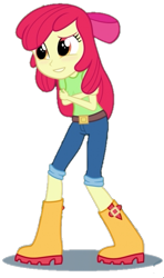 Size: 381x642 | Tagged: artist needed, safe, imported from derpibooru, apple bloom, equestria girls, adorabloom, apple bloom's bow, background removed, belt, blushing, boots, bow, clothes, covering, cropped, cute, hair bow, jeans, pants, self-hugging, shirt, shoes, shy, simple background, smiling, solo, transparent background