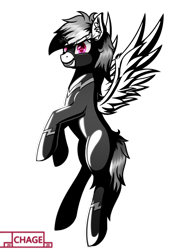 Size: 1500x2160 | Tagged: safe, alternate version, artist:chage, imported from derpibooru, rainbow dash, pegasus, pony, clothes, costume, flying, monochrome, multicolored hair, neo noir, partial color, shadowbolt dash, shadowbolts, shadowbolts costume, simple background, smiling, solo, spread wings, transparent background, wings