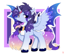 Size: 2657x2245 | Tagged: safe, artist:fireworks sea, artist:焰心fireworks, derpibooru exclusive, imported from derpibooru, oc, oc only, oc:九枭, alicorn, hybrid, pony, cheek fluff, chest fluff, solo