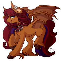 Size: 1200x1200 | Tagged: safe, artist:amazing-artsong, imported from derpibooru, oc, oc:fanciful dreams, bat pony, bat wings, fangs, intersex, jewelry, simple background, transparent background, wings