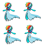 Size: 177x191 | Tagged: safe, artist:samuel-neocros, imported from derpibooru, rainbow dash, gardevoir, female, fusion, hair over one eye, pixel art, pokefied, pokémon, simple background, solo, species swap, transparent background