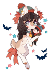 Size: 969x1417 | Tagged: safe, artist:aniimoni, artist:kitten-in-the-jar, imported from derpibooru, oc, oc only, bat, deer, deer pony, original species, doll, simple background, solo, toy, transparent background