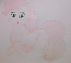 Size: 2044x1819 | Tagged: safe, artist:raindasher14, imported from derpibooru, pinkie pie, earth pony, fluffy pony, pony, cute, diapinkes, female, fluffy, mare, photo, ponk, solo, tongue out, traditional art