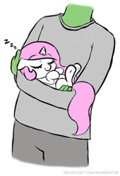 Size: 344x506 | Tagged: safe, artist:banebuster, imported from derpibooru, princess celestia, oc, oc:anon, alicorn, pony, series:tiny tia, carrying, cewestia, cute, cutelestia, eyes closed, female, filly, holding a pony, onomatopoeia, pink-mane celestia, simple background, sleeping, sound effects, white background, younger, zzz