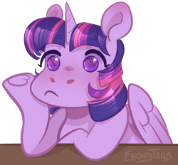 Size: 1636x1520 | Tagged: safe, artist:ebonytails, imported from derpibooru, twilight sparkle, alicorn, pony, cute, female, hoof on cheek, mare, no pupils, simple background, sitting, solo, starry eyes, table, transparent background, twiabetes, twilight sparkle (alicorn), wingding eyes