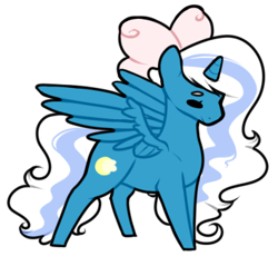 Size: 354x339 | Tagged: safe, artist:cyrinthia, imported from derpibooru, oc, oc only, oc:fleurbelle, alicorn, pony, adorabelle, alicorn oc, bow, chibi, cute, female, hair bow, horn, mare, simple background, solo, transparent background, wings