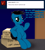 Size: 7200x8088 | Tagged: safe, artist:agkandphotomaker2000, imported from derpibooru, oc, oc:pony video maker, pegasus, pony, tumblr:pony video maker's blog, ask, bipedal, bipedal leaning, box, dialogue, hallway, leaning, nightmare night, ornaments, ready, resting, show accurate, simple background, tumblr