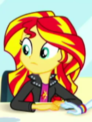 Size: 350x464 | Tagged: safe, imported from derpibooru, screencap, rainbow dash, sunset shimmer, epic fails (equestria girls), eqg summertime shorts, equestria girls, cropped