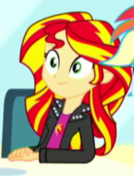 Size: 350x461 | Tagged: safe, imported from derpibooru, screencap, rainbow dash, sunset shimmer, epic fails (equestria girls), eqg summertime shorts, equestria girls, cropped