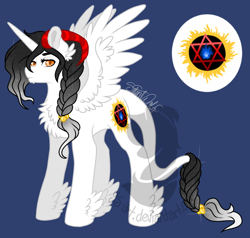 Size: 818x778 | Tagged: safe, artist:silentwolf-oficial, imported from derpibooru, oc, oc only, alicorn, pony, alicorn oc, braid, chest fluff, feathered fetlocks, horn, leonine tail, signature, solo, watermark, wings