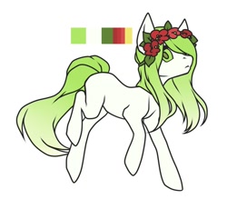 Size: 604x528 | Tagged: safe, artist:helemaranth, imported from derpibooru, oc, oc only, earth pony, pony, earth pony oc, floral head wreath, flower, simple background, solo, white background