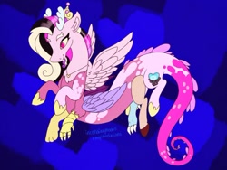 Size: 500x375 | Tagged: source needed, useless source url, safe, artist:incendiaryboobs, discord, princess cadance, alicorn, draconequus, pony, crown, female, fusion, jewelry, mare, regalia