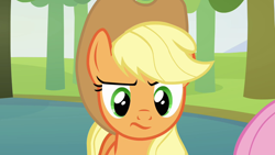 Size: 1280x720 | Tagged: safe, screencap, applejack, fluttershy, earth pony, pony, keep calm and flutter on, female, mare
