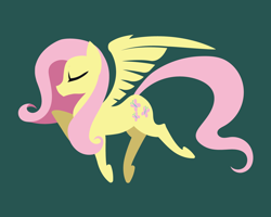 Size: 1500x1200 | Tagged: safe, artist:samoht-lion, imported from derpibooru, fluttershy, earth pony, pegasus, pony, eyes closed, female, green background, hooves, lineless, mare, minimalist, modern art, simple background, solo, spread wings, trotting, wings