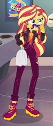 Size: 264x625 | Tagged: safe, imported from derpibooru, screencap, sunset shimmer, equestria girls, equestria girls series, sunset's backstage pass!, spoiler:eqg series (season 2), cropped, fake moustache, solo