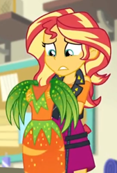 Size: 506x748 | Tagged: safe, imported from derpibooru, screencap, sunset shimmer, equestria girls, equestria girls series, holidays unwrapped, spoiler:eqg series (season 2), clothes, cornucopia costumes, costume, cropped, female, o come all ye squashful, solo