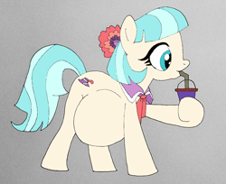 Size: 862x704 | Tagged: safe, artist:mj455, imported from derpibooru, coco pommel, earth pony, pony, belly, big belly, coco preggo, cocobetes, cute, drinking, drinking straw, female, gray background, hoof hold, mare, pregnant, simple background, solo