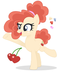 Size: 1280x1536 | Tagged: safe, artist:magicuniclaws, imported from derpibooru, oc, oc only, oc:cherry pie, earth pony, pony, female, magical lesbian spawn, mare, offspring, parent:cup cake, parent:pear butter, parents:buttercake, simple background, solo, transparent background