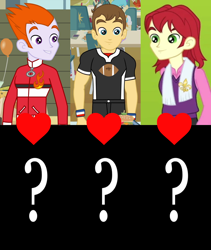 Size: 1590x1888 | Tagged: safe, edit, edited screencap, imported from derpibooru, screencap, heath burns, nolan north, teddy t. touchdown, equestria girls, equestria girls (movie), bachelor, cropped, heart, implied shipping, question mark, shipping, shipping domino