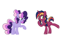 Size: 1280x813 | Tagged: safe, artist:dianamur, artist:luc1d-dre4ms, imported from derpibooru, pony, base used, duo, magical lesbian spawn, offspring, parent:big macintosh, parent:pinkie pie, parent:twilight sparkle, parents:twimac, parents:twinkie, simple background, transparent background