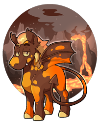 Size: 726x899 | Tagged: safe, artist:ufo-arpg, imported from derpibooru, oc, oc only, oc:sunsparks, bat pony, pony, lava, male, simple background, solo, stallion, transparent background