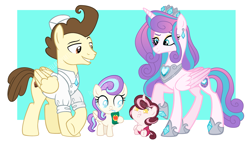 Size: 3777x2151 | Tagged: safe, artist:interstellar-quartz, imported from derpibooru, pound cake, princess flurry heart, oc, oc:valentina sweetness, oc:wintry romance, pony, baby, baby pony, female, male, offspring, older, older flurry heart, parent:pound cake, parent:princess flurry heart, parents:poundflurry, poundflurry, shipping, straight