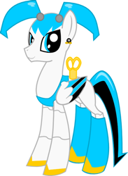 Size: 400x545 | Tagged: safe, artist:kaleidoscopecolor, imported from derpibooru, pegasus, pony, robot, robot pony, bob-omb, crossover, female, jenny wakeman, my life as a teenage robot, ponified, simple background, solo, transparent background, wind up key