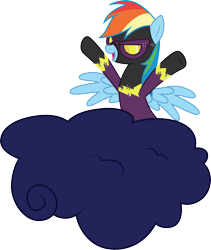 Size: 3000x3550 | Tagged: safe, artist:cloudy glow, artist:cloudyglow, edit, edited screencap, imported from derpibooru, screencap, rainbow dash, pegasus, pony, luna eclipsed, clothes, cloud, costume, female, goggles, mare, on a cloud, open mouth, raised hoof, shadowbolt dash, shadowbolts, shadowbolts costume, simple background, solo, transparent background