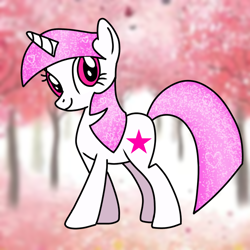 Size: 768x768 | Tagged: safe, artist:cutecrystal123, imported from derpibooru, oc, oc only, oc:crystalstar, pony, unicorn, heart, horn, recolor, solo, stars, tree