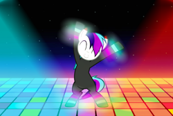 Size: 1252x834 | Tagged: safe, edit, editor:tcgamebot, imported from derpibooru, oc, oc only, oc:lighty!!, earth pony, pony, dance floor, dancing, disco, neon, solo