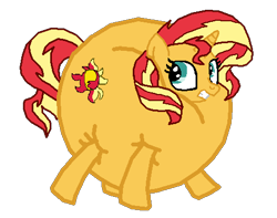 Size: 480x378 | Tagged: safe, artist:theinflater19, imported from derpibooru, sunset shimmer, pony, unicorn, behaving like pinkie pie, inflation, simple background, solo, transparent background