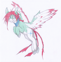 Size: 2345x2361 | Tagged: safe, artist:artep89, imported from derpibooru, oc, oc only, pegasus, pony, pegasus oc, smiling, solo, traditional art, wings