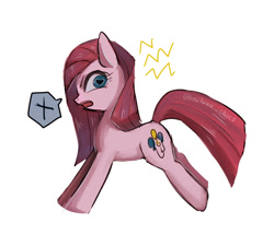 Size: 595x511 | Tagged: safe, artist:hosikawa, imported from derpibooru, pinkie pie, earth pony, pony, female, heart eyes, irritated, mare, pictogram, pinkamena diane pie, simple background, solo, white background, wingding eyes, x