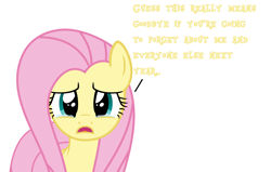 Size: 3000x1912 | Tagged: safe, artist:keronianniroro, imported from derpibooru, fluttershy, pegasus, pony, blatant lies, bronybait, crying, forgotten, left out, looking at you, open mouth, simple background, solo, talking to viewer, vector, white background