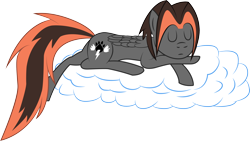 Size: 2936x1657 | Tagged: safe, artist:almaustral, artist:ivanaru, imported from derpibooru, oc, oc only, pegasus, pony, cloud, eyes closed, lying down, on a cloud, pegasus oc, prone, simple background, sleeping, solo, transparent background, wings