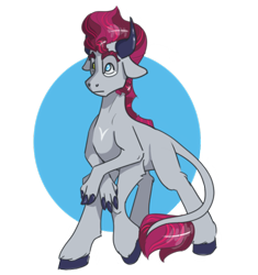 Size: 400x426 | Tagged: safe, artist:equestrias-little-ones, artist:mushroom, imported from derpibooru, oc, oc only, hybrid, taur, female, hoof hands, horns, interspecies offspring, offspring, parent:lord tirek, parent:rarity, parents:rarirek, simple background, solo, transparent background