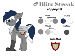 Size: 8000x6000 | Tagged: safe, artist:skylarpalette, imported from derpibooru, oc, oc only, oc:blitz streak, hippogriff, cheek fluff, chest fluff, colored, cute, ear fluff, flat colors, fluffy, hippogriff oc, large wings, male, one eye closed, reference sheet, simple background, solo, stallion, standing, talons, transparent background, wings, wink