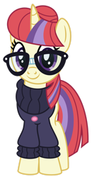 Size: 1024x1970 | Tagged: safe, artist:emeraldblast63, imported from derpibooru, moondancer, pony, alternate hairstyle, anniversary, looking at you, simple background, solo, transparent background