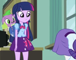 Size: 455x361 | Tagged: safe, imported from derpibooru, screencap, rarity, spike, twilight sparkle, equestria girls, equestria girls (movie), ass, butt, eyes on the prize, looking at butt, out of context, rearity