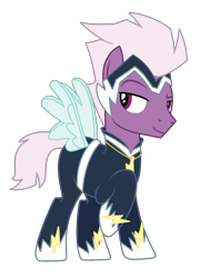 Size: 1424x1800 | Tagged: safe, artist:moonlightthegriffon, imported from derpibooru, loganberry, zapp, earth pony, pony, background pony, base used, clothes, costume, fake wings, friendship student, male, nightmare night costume, power ponies, simple background, solo, stallion, transparent background