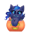 Size: 2510x2660 | Tagged: safe, artist:confetticakez, imported from derpibooru, princess luna, alicorn, pony, blushing, candy, chest fluff, chibi, cute, eyeshadow, female, food, halloween, holiday, looking at you, lunabetes, makeup, mare, mouth hold, pumpkin, pumpkin bucket, simple background, solo, transparent background