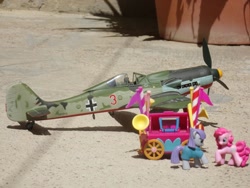 Size: 1280x960 | Tagged: safe, artist:dingopatagonico, imported from derpibooru, maud pie, pinkie pie, earth pony, pony, fw 190, irl, photo, plane, toy